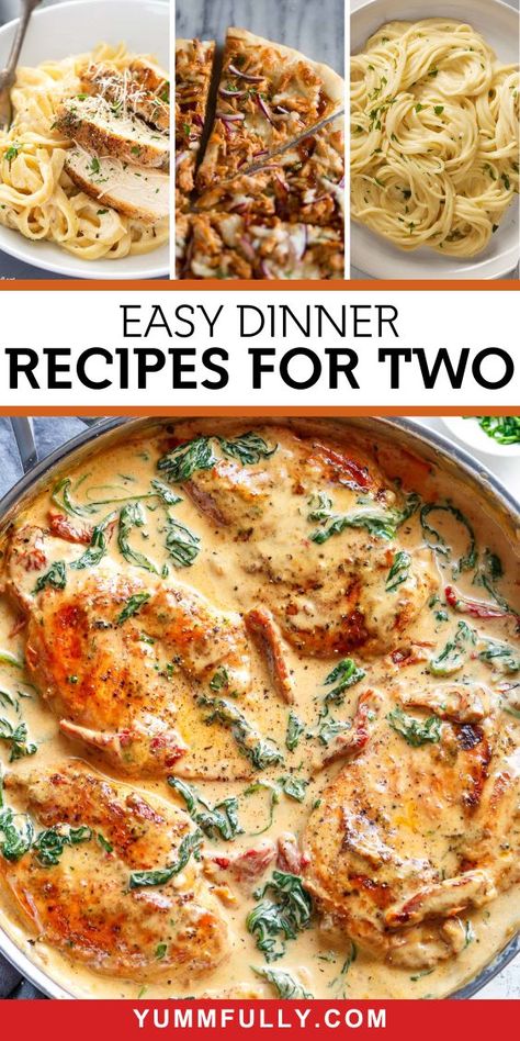 Easy Dinner Recipes for Two - Yummy and fully Spicy Dinner Ideas For Two, Recipes For Two On A Budget, Husband Recipes Dinners, Recipes To Make Your Boyfriend, Impressive Meals For Two, Easy Couple Recipes Dinners, 2 People Recipes Dinners, Dinner For Couples To Cook Together, Easy Newlywed Recipes