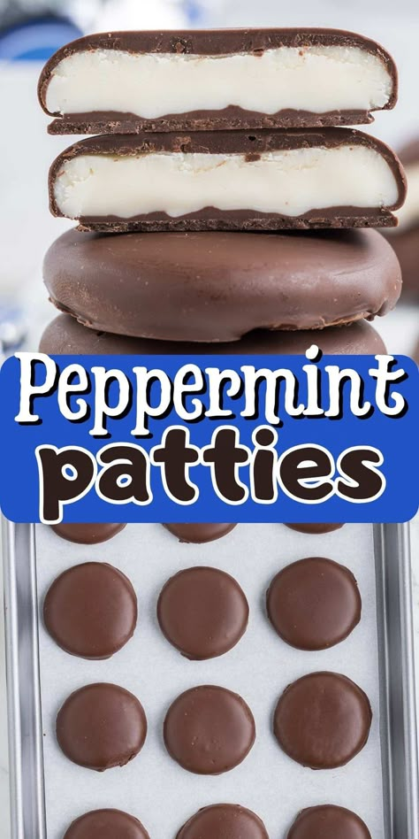 Homemade Peppermint Patties Peppermint Patties Recipe, Candy Aisle, Peppermint Patty Recipe, Homemade Peppermint Patties, Christmas Candies, Easy Dessert Recipes, Peppermint Patty, Gift Tray, Christmas Baking Recipes