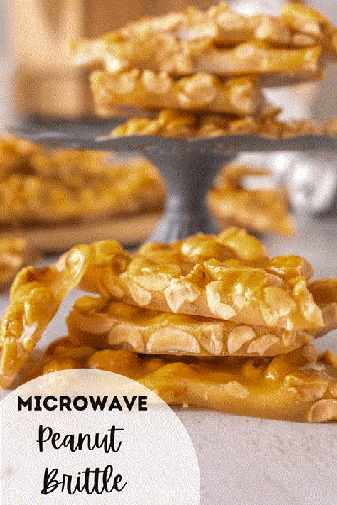 Microwave Peanut Brittle is the easiest peanut brittle to make! All you need is a few basic ingredients and a microwave and you will have the most delicious peanut brittle. Microwave Peanut Brittle, Peanut Brittle Recipe, Brittle Recipes, Peanut Brittle, Party Food And Drinks, Trending Recipes, Desserts To Make, Delicious Dishes, Foods And Drinks