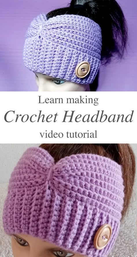 Simple Crochet Headband To Make As Gift - CrochetBeja Crocheted Headband Patterns Free, Free Crochet Headbands For Women, Headband Earwarmer Crochet Pattern, Crochet Turban Headband, Crochet Headbands With Elastic, Crochet Ponytail Hat Pattern Free Easy, Crochet Headwrap Free Pattern, Free Crochet Headbands, Headbands Crochet Patterns Free