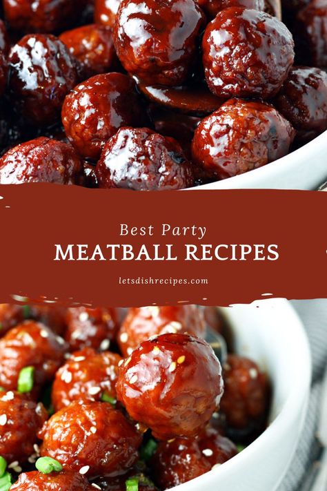 Best Party Meatball Recipes -- Whether you're hosting a holiday party or tailgating on the weekend, meatballs are an easy way to serve a crowd, and this collection of over 30 pf the best meatball recipes has something for every occasion. #gameday #meatballs Snack Meatballs Party Appetizers, Halloween Party Meatballs, Bridal Shower Meatballs, Meatballs Hors D’oeuvres, Finger Foods For Poker Night, Meatball Recipes Party, Party Food Main Course, Group Party Food Ideas, Meatball Recipes For Party