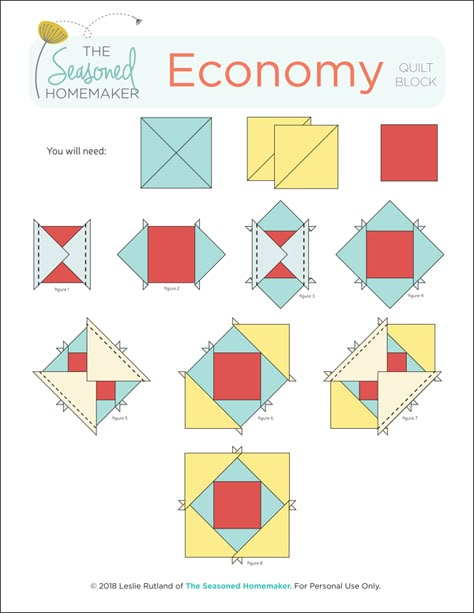 Economy Square Quilt Block, Block Within A Block Quilt Pattern, Economy Square Quilt, How To Make A Square In A Square Quilt Block, Simple Quilt Blocks Patterns, Quilt Square Patterns Easy, Square On Square Quilt Block, Economy Block Quilt Cheat Sheets, Economy Quilt Block Quilts