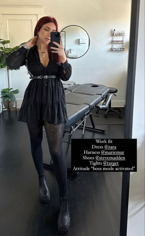 Goth Aesthetic For Work, Dressed Up Dinner Outfit, Edgy Dress Up Outfits, Alternative Dinner Outfit, Alternative Fancy Outfit, All Black Outfit Witchy, Elegant Emo Outfit, Gothic Layering Outfits, Punk Rock Wedding Guest Outfit