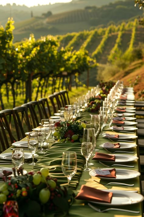 Dreaming of a Tuscan-themed wedding? 🍇🌿 Transform your venue with these stunning chair covers in olive green and wine red. Channel the romance of Italy's vineyards for a day to remember! #WeddingInspiration #TuscanWedding #ChairCovers #WeddingDecor #EventDesign #RusticCharm #ItalyWedding #VineyardVibes Wine Themed Decorations, Wine Vineyard Wedding Ceremony, Rustic Italian Wedding Theme, Tuscan Vineyard Wedding, Vineyard Wedding Aesthetic, Vineyard Reception, Tuscan Themed Wedding, Wine Farm Wedding, Italian Vineyard Wedding