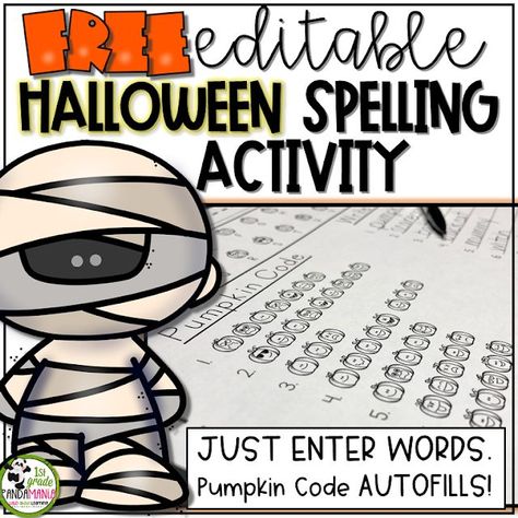 FREE Editable Halloween Spelling Activity for Any List of Words! | 1st Grade Pandamania | Bloglovin’ Halloween Math Games, Halloween Classroom Activities, Halloween Literacy, October Classroom, Sight Word List, Diy Halloween Party, Halloween Spells, List Of Words, Puzzle Activity