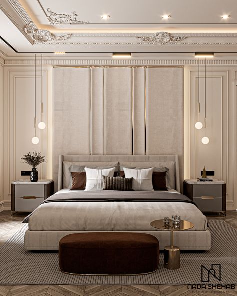 Neo Classical Bedroom, New Classic Bedroom, Classical Bedroom, Bedroom Design Luxury, Classic Bedroom Design, Bedroom Design Modern, Neoclassical Interior, Bedroom Interior Design Luxury, Modern Luxury Bedroom