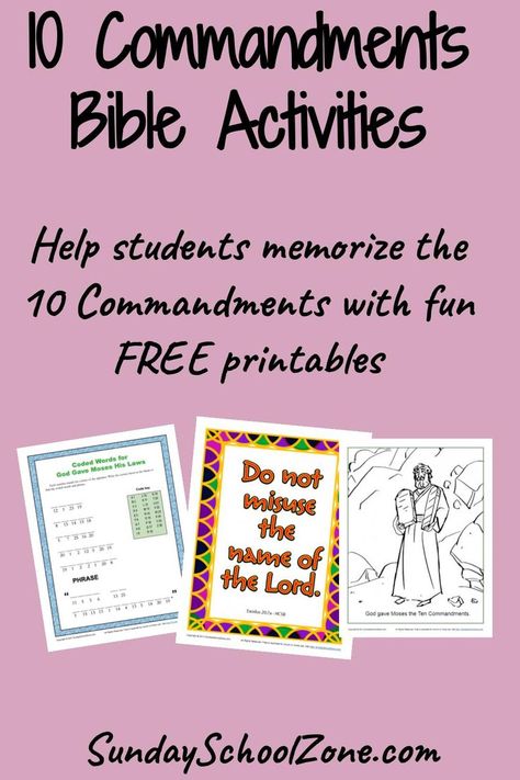 10 Commandments For Kids, The 10 Commandments, 10 Commandments, Ten Commandments, Bible Study Tools, Bible Activities, Study Tools, Bible Lessons, Printables Kids