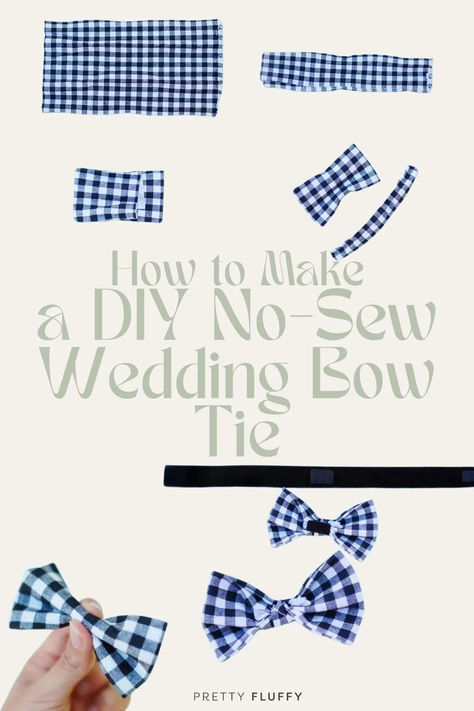 DIY No-Sew Wedding Bow Tie | Wedding Accessories for Dogs Dog Collar Bow Tie Diy, Bow For Dog Collar Diy, How To Make A Dog Bow Tie, Dog Bow Ties Diy Free Pattern, Dog Bowtie Pattern, Dog Bows Diy, Diy Dog Bow Tie, Dog Bow Tie Diy, Dog Bow Tie Pattern