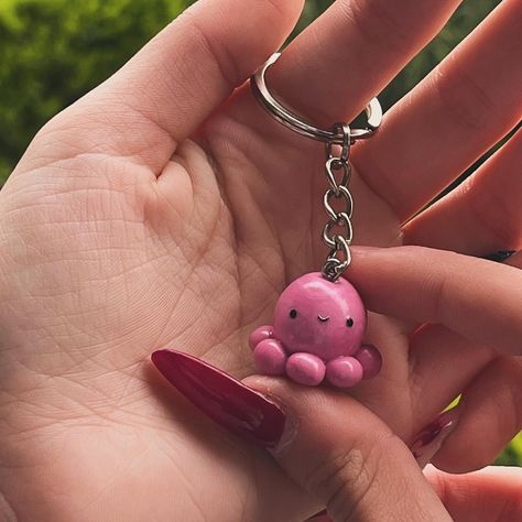 Meet cuteness in clay form! Our adorable octopus keychains, available in charming pastel hues, bring charm wherever they go. Launching on November 1th-grab yours and add a touch of playfulness to your accessories. For launch day only, enjoy 30% off with code OCTOCHIC at checkout. Share your thoughts and check out the full collection by visiting our website now. What crafting inspirations do these little creatures spark for you? “. ‼️Dm for price ‼️ #business #aesthetic #clay #pad #cl... Key Chains Clay, Aesthetic Clay Charms, Clay Art Keychain, Diy Clay Keychain, Fimo Keychain, Clay Keychain Diy, Polymer Keychain, Clay Keychain Ideas, Clay Keyring