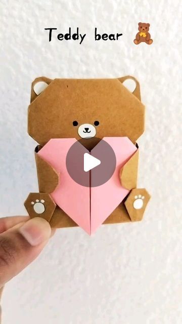 Valentines Gifts Homemade Easy Diy, Valentines Handmade Gift Ideas, Paper Teddy Bear Craft, Teddy Bear Origami, Handmade Teddy Bear, Valentine Diy Crafts Homemade Gifts, Cute Origami For Boyfriend, Cute Crafts For Your Boyfriend Handmade Gifts, Flower Cards Diy