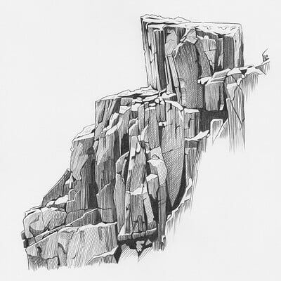 ArtStation - Rock studies from photo reference 004 Demon Drawing, Environment Sketch, Drawing Rocks, My Demon, Mountain Drawing, Rock Textures, Pen Art Drawings, Wall Drawing, Nature Drawing