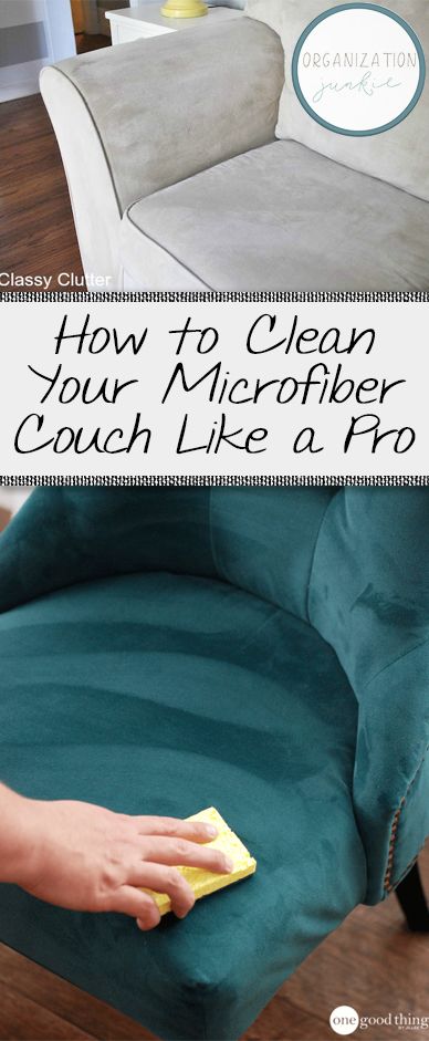 How to Clean Your Microfiber Couch Like a Pro • Organization Junkie Housewife Hacks, Couch Cleaner, Cleaning Microfiber Couch, Frugal Hacks, Couch Cleaning, Microfiber Couch, Cleaning Stuff, Clean Couch, Housekeeping Tips