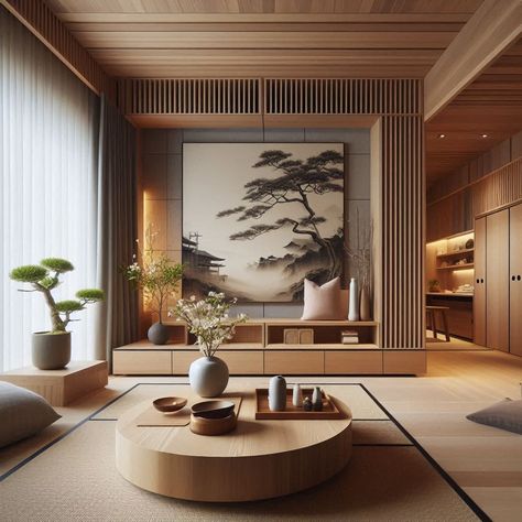 Modern Japanese Interior Design French Japanese Interior, Japanese Living Room Ideas Modern, Japanese Modern Interior, Modern Japanese Living Room, Japanese House Interior, Japanese Mid Century Modern, Jade Palace, Japan Interior Design, Interior Design Japanese