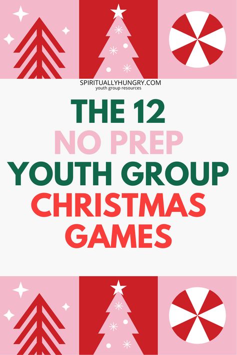 Need quick and easy Christmas games for your youth group? Check out these 12 no-prep ideas that guarantee fun and laughter! Perfect for busy youth leaders looking to add festive cheer to their next gathering. 🎄 #YouthGroupGames #ChristmasGames #HolidayFun via @alexiswaid Middle School Clubs Ideas, Christmas Games Youth Group, Christmas Games Small Group, Christmas Youth Party, New Years Youth Group Games, Winter Group Games, Youth Group Christmas Activities, New Years Youth Group Lessons, Big Group Christmas Games