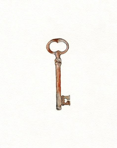 Watercolor Print Arabic Tattoo Design, Key Drawings, Love Watercolor, Key Tattoo, Keys Art, Vintage Keys, Sketch Inspiration, Key To My Heart, Skeleton Key