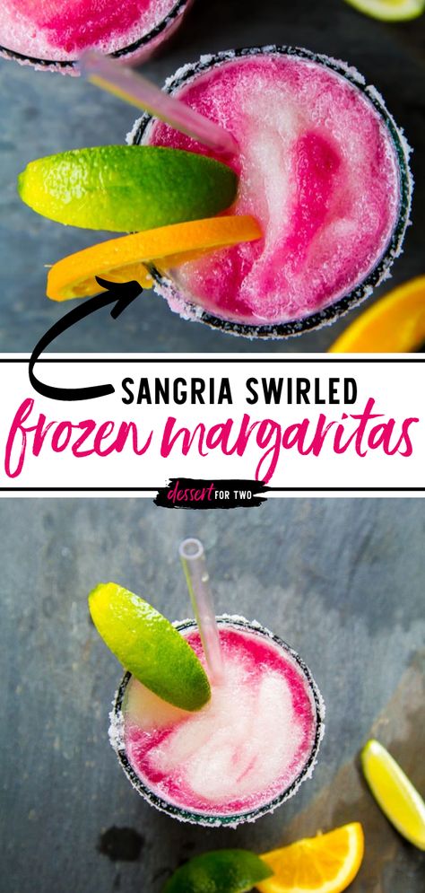 Sangria Swirled Frozen Margaritas (Wine Margaritas) Frozen Sangria Margarita Recipe, Sangria Margarita Recipe, Wine Margarita, Margarita Sangria, Frozen Sangria, Batch Recipes, Frozen Cocktail, Frozen Margarita, Fun Summer Drinks