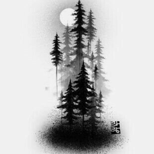 Scenery Tattoo Women, Forest Tattoo Stencil, Forest Sleeve Tattoo, Dark Forest Tattoo, Forest Forearm Tattoo, Tattoos Tree, Holiday Tattoo, Tree Silhouette Tattoo, Berg Tattoo