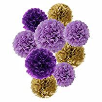 Check this out on Amazon Ceiling Party Decorations, Tissue Paper Pom Poms Decoration, Pom Poms Decorations, Purple And Gold Party, Graduation Party Purple, Party Decorations Purple, Flowers For Birthday, Tissue Paper Lanterns, Gold Party Decor