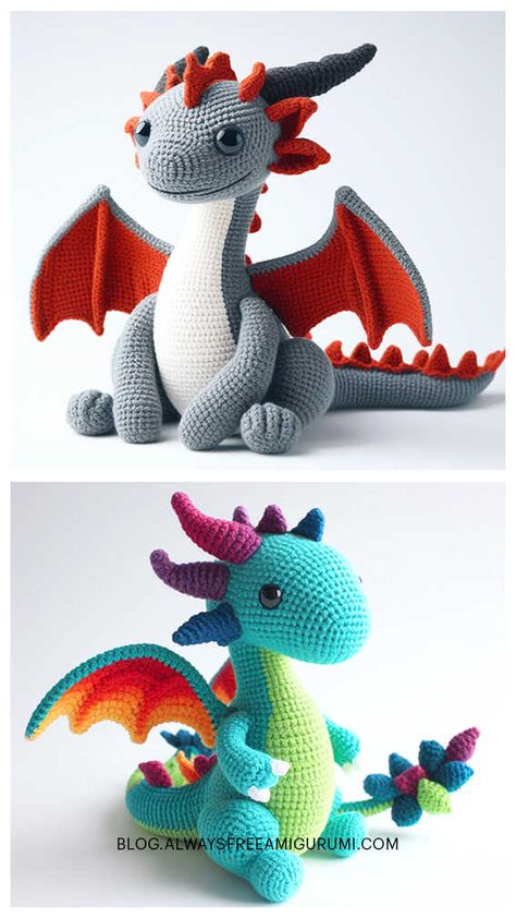 Amigurumi Dragon Crochet Free Pattern Crochet Patterns Dragon Free, Dragons Crochet Patterns Free, Crochet Animals Dragon, Sea Dragon Crochet Pattern Free, Fantasy Dragon Amigurumi, Crochet Dragon Stuffed Animal, Wyvern Crochet Pattern, Amigurumi Dragons Free Pattern, Mini Dragon Amigurumi Free Pattern