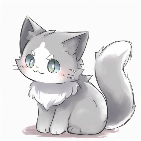 Cute Chibi grey cat ✨ Kawaii Cat Drawing, Cats Art Drawing, Chat Kawaii, Kitten Drawing, Chibi Cat, Images Kawaii, Cute Cat Drawing, Cat Sketch, Cute Kawaii Animals