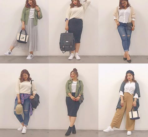 Saia cinza e jaqueta militar: look 4 do planner = passeio Ootd Ideas Plus Size, Plus Size Korean Fashion Women's Casual, Big Size Outfit Ideas, Mid Size Korean Fashion, Outfit Gemuk, Chubby Outfit Ideas Plus Size, Ootd Ideas For Chubby, Ootd For Chubby, Plus Size Korean Outfits