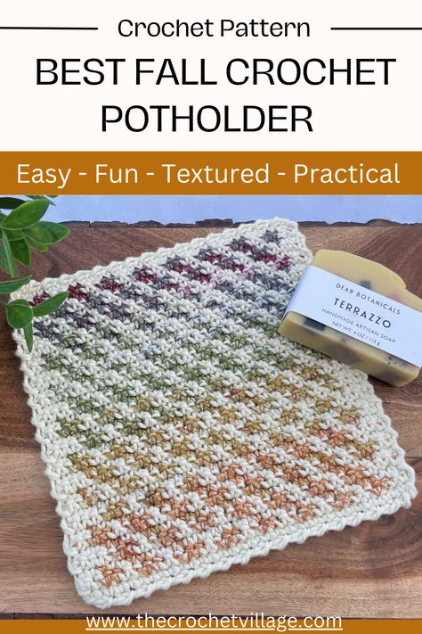 Crochet cloth with abar of soap on a wooden surface Washcloth Crochet Pattern, Potholder Crochet Pattern, Crochet Washcloths, Kitchen Crochet, Cotton Decor, Fall Crochet, Crochet With Cotton Yarn, Dishcloth Crochet Pattern, Washcloth Pattern