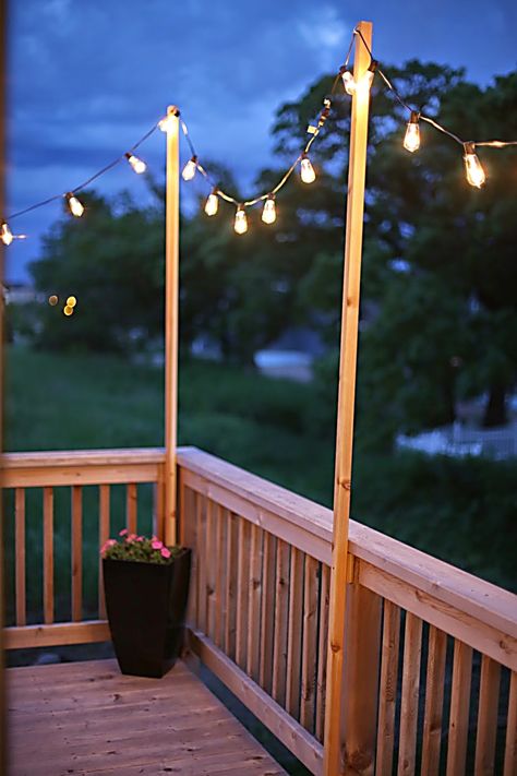 String Lights Outdoor - Ready for more awesome inspirations? - Click to visit for more. Do It IMMEDIATELY!! Porch String Lights, Deck String Lights, Patio Lighting Diy, Outside Lighting Ideas, Hanging Patio Lights, Outdoor Deck Decorating, Outdoor Deck Lighting, Outdoor String Lights Patio, Diy String Lights