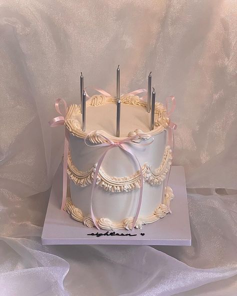 gigiiscakes | 🎀 . . . . . . . . #ribboncake #bowcake #vintagecake | Instagram Coquette Bday Cake, Birthday Cakes 21, 21st Bday Cake Ideas, November Birthday Cake, 13 Birthday Ideas, Birthday Ideas Pink, 24 Birthday Cake, Birthday Cake 13, Birthday Party Cake Ideas