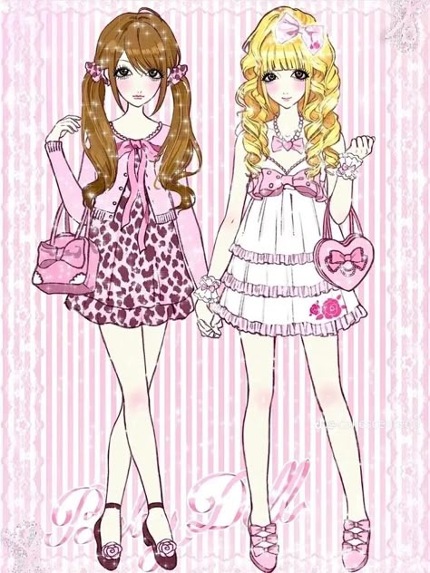 Gyaru Hime Outfits, Gyaru Pink Outfit, Hime Gyaru Drawing, Hime Gyaru Art, Gyaru Girl Drawing, Gyaru Art Drawing, Hime Gyaru Aesthetic, Gyaru Himegal, Dolly Drawings