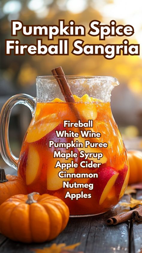 Autumn Alcoholic Drinks, Fireball Sangria, Cider Sangria, Drink Recipies, Pool Drinks, Cinnamon Whiskey, Fireball Whiskey, Fall Cocktails Recipes, Birthday Cocktails