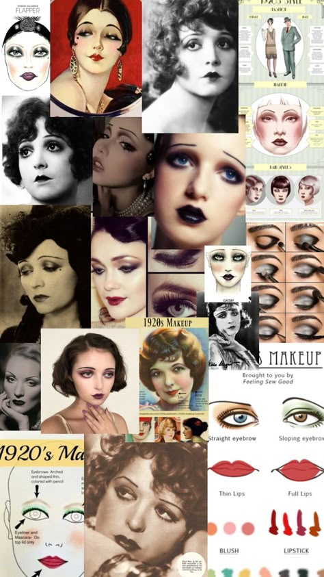 1920s Makeup In Color, 1930s Womens Makeup, 1020s Makeup, 1920s Smokey Eye, Real 70s Makeup, Flapper Girl Makeup 1920s, Chicago Musical Makeup, 1920s Eyebrows, 40s Makeup Look