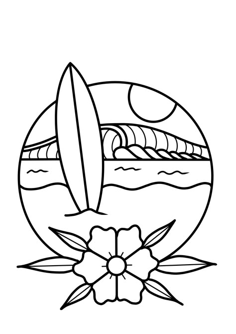 Summer Coloring Pages Aesthetic, Aesthetic Summer Drawings Easy, Summer Coloring Sheets Aesthetic, Hawaii Drawing Easy, Preppy Coloring Sheets, Outer Banks Coloring Pages, Easy Things To Color, Easy Coloring Pages Aesthetic, Preppy Colouring Pages