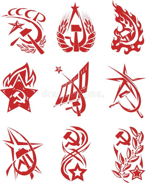 Set of red color soviet symbols vector illustration Communist Propaganda Art, Hammer Illustration, Earth Flag, Hammer Tattoo, Macro Photography Insects, Communist Propaganda, Soviet Propaganda, Hammer And Sickle, Propaganda Art