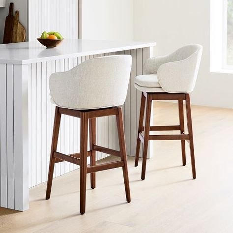 swivel counter stool | West Elm Counter Height Bar Stools Modern, Grandpa House, Swivel Bar Stools With Back, Comfy Bar Stools, Counter Stools With Backs, Island Stools, Cool Bar Stools, Bar Stools Kitchen Island, Bar Counter Stools