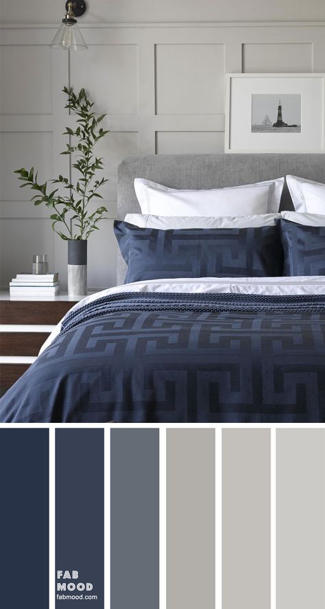 Bedroom color scheme ideas will help you to add harmonious shades to your home which give variety and feelings of calm. From beautiful wall colors... Grey Bedroom Colors, Colors Bedroom, Navy Bedrooms, Grey Bedroom, Bedroom Color, Room Color Schemes, Bedroom Color Schemes, Blue Color Schemes, Gray Bedroom