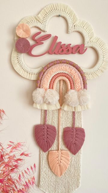 Macrame Kids Room, Rainbow Door, Christmas Balloon Decorations, Door Ornament, Baby Deco, Name Decor, Macrame Baby, Diy Baby Mobile