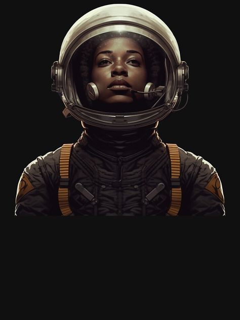 "Black Woman Astronaut" T-shirt for Sale by RTFaulkner | Redbubble | black woman astronaut t-shirts - black woman space traveler t-shirts - black woman space explorer t-shirts Female Astronaut Aesthetic, Black Futurism, Female Astronaut Art, Black Aesthetic Astronaut, Spooky Astronaut, Woman Astronaut, Black Astronauts, Female Astronaut, Black Cotton Space-themed T-shirt