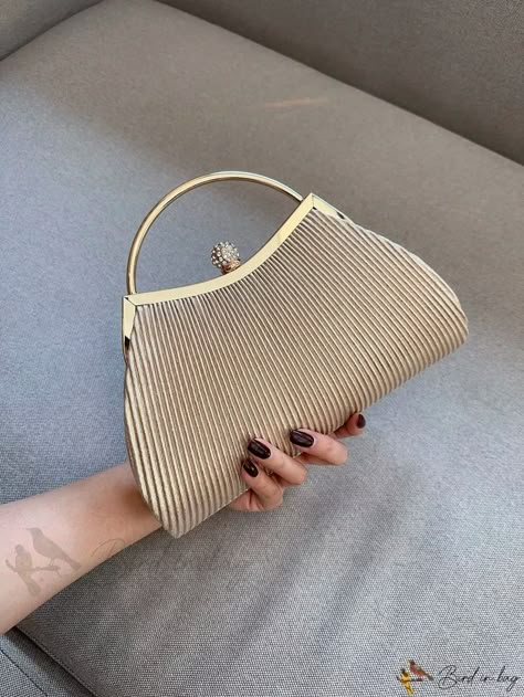 Bird in Bag - Hand-Held Evening Clutch Bag for Formal Occasions Ruched Bag, Formal Clutch, Gold Clutch, Wedding Purse, Black Dress Formal, 10 Off, Gold Handbags, Purses For Women, Clutch Purse Evening