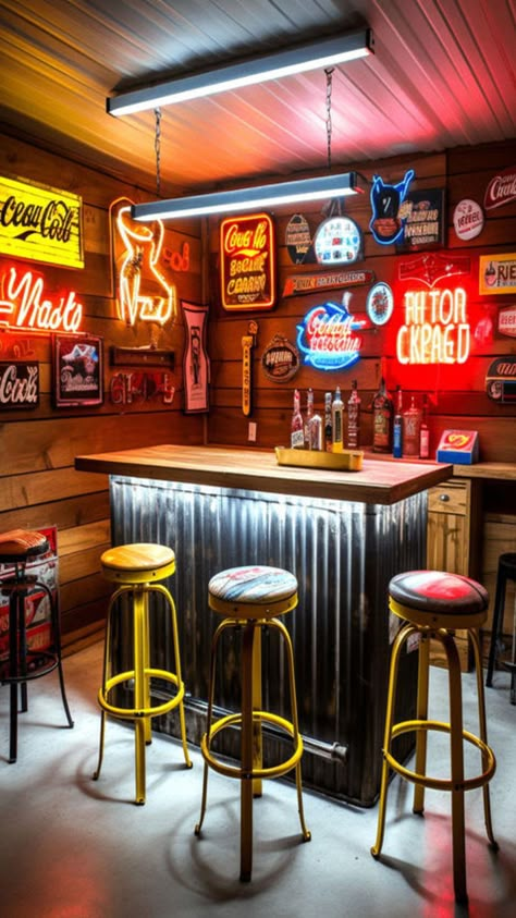 Garage Bar Ideas, Garage Game Rooms, Diy Garage Bar, Bar Deco, Man Cave Shed, Bar Shed, Home Bar Rooms, Man Cave Room, Garage Man Cave