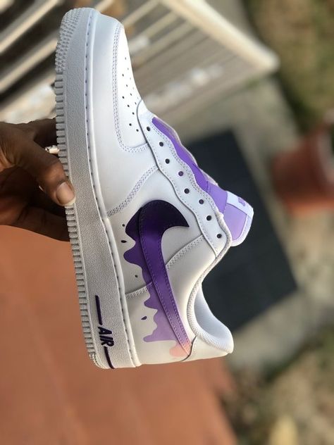 Nike Air Force 1 07 Low Custom Purple Drip Brand New | Etsy Nike Air Force 1 Purple, Painted Air Force 1, Sneakers Air Force, Air Logo, Painted Nikes, Af1 Shoes, Painted Sneakers, Wedding Sneakers, Air Force 1 Custom