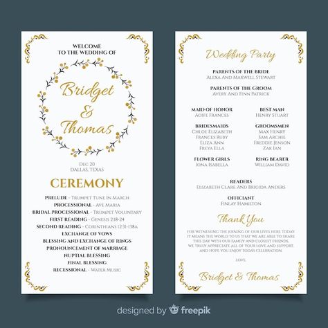 Wedding program | Free Vector #Freepik #freevector #wedding-program #engagement-ceremony #wedding-date #program-template Free Wedding Program Template Download, Wedding Church Programs, Wedding Program Ideas, Diy Wedding Ceremony, Wedding Program Examples, Wedding Program Template Free, Diy Wedding Program Fans, Reception Program, Wedding Reception Program