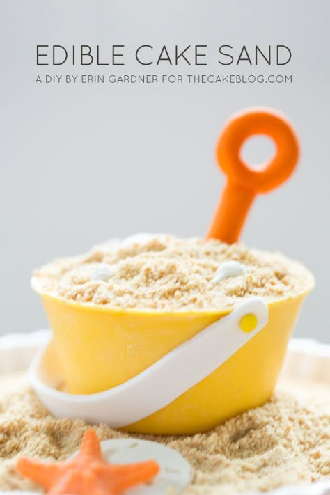 Make edible sand from cake | great for summer cakes | DIY Cake Tutorial by Erin Gardner for TheCakeBlog.com How To Make Sand, Edible Sand, Beach Cakes, Cake Blog, Cake Stuff, Fondant Figures, Edible Cake, Cake Decorating Tutorials, Cake Toppings