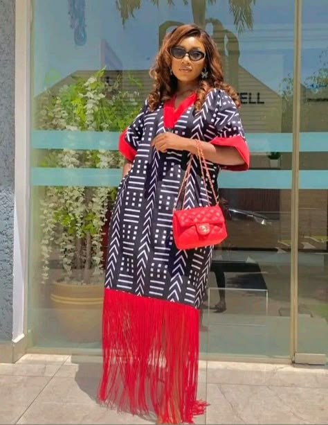 Beautiful trending Boubou, maxi gown styles to consider. - Stylish Naija Adire Bubu With Fringe, Stylish Bubu Gown, Bubu Dress Styles Ankara, Kampala Dress Styles For Ladies, Kampala Gown Styles For Ladies 2023, Latest Kampala Styles For Ladies 2023, Ankara Long Bubu Gown Styles, Latest Kampala Bubu Gown Style, Bubu Gown With Ankara