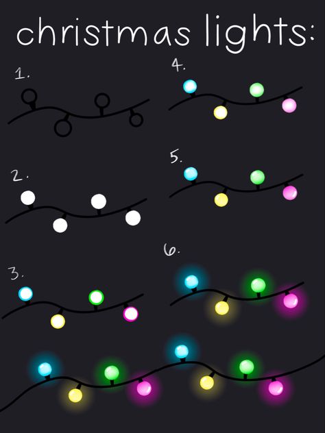 Procreate Winter Drawing, Procreate Christmas Drawing, Procreate Drawing Ideas Beginner Step By Step, Digital Painting Tutorials Step By Step, How To Draw Christmas Lights, Digital Drawing Ideas Beginner, Christmas Procreate Ideas, Digital Art Beginner Procreate, Christmas Lights Painting