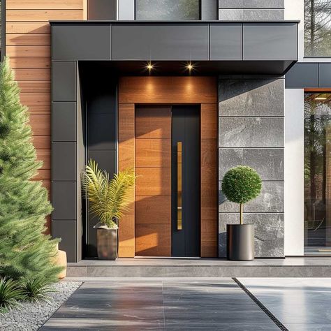 20+ Bold and Beautiful Modern Door Designs for Your Main Entrance Makeover • 333+ Art Images Modern Bungalow Entrance Design, External Doors Entrance Modern, Modern Front Door Entrance, Modern House Door Design, Main Door Design Entrance Modern, Modern House Entrance, Modern Door Designs, Entrance Makeover, House Entrance Doors