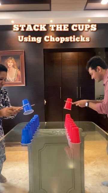 Game Coordinators | Kolkata on Instagram: "Chopstick mastery isn’t just for sushi! 🥢🍣 Stack those cups like a pro or go home. 🔥   #games #funtimes   [Stack the cups challenges,Fun party games, cup balance games, games with chopsticks, games, challenges]  Are you up for the challenge?" Games With Chopsticks, Stacking Cups Game, Chopstick Games, Tik Tok Games With Friends, Adults Games Party, Cup Stacking Challenge For Kids, Solo Cup Games For Kids, Amazing Race Challenges For Adults, Cup Games For Parties