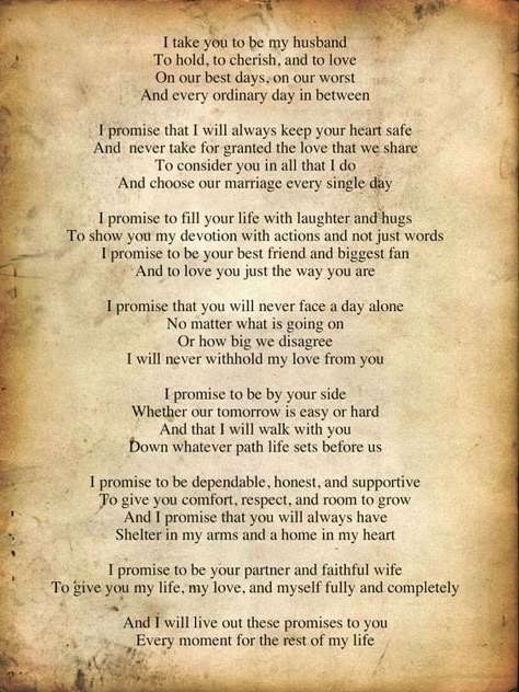 Vows To Husband, Wedding Vows That Make You Cry, Wedding Vows Quotes, Vows Ideas, Vows Quotes, Vow Examples, Best Wedding Vows, Wedding Vows Examples, Traditional Wedding Vows