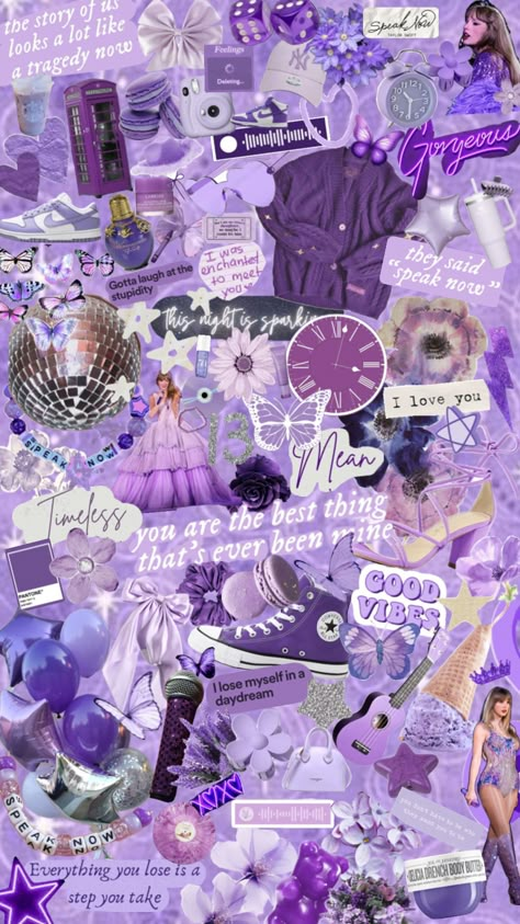 Speak Now by Taylor Swift! #speaknow #taylorswift #purple #sn #taylorforever Emery Aesthetic, Preppy Backgrounds, Cute Backrounds, Purple Aesthetic Background, Randy Cunningham, Lavender Haze, Collage Board, Eras Tour Outfits, Purple Love