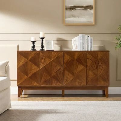 Buffets and Sideboards - Bed Bath & Beyond Midcentury Modern Media Console, Fresh Apartment, Airbnb Furniture, Walnut Buffet, Floating Cabinet, Mid Century Modern Sideboard, Modern Media Console, Wide Sideboard, Kitchen Buffet