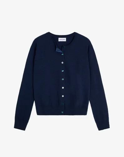 Elegant Navy Long Sleeve Cardigan, Classic Blue Cashmere Cardigan, Classic Navy Cardigan With Button Closure, Luxury Classic Navy Cardigan, Navy Long Sleeve Cotton Cardigan, Navy Blue Cardigan, Navy Cardigan, Women's Cardigans, Classic Cardigan